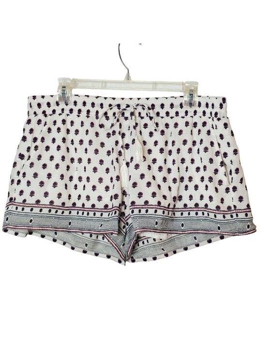 Soft Joie Pants - Soft Joie Womens Shorts L Boho White Burgundy Festive Lined Pockets Casual Beach